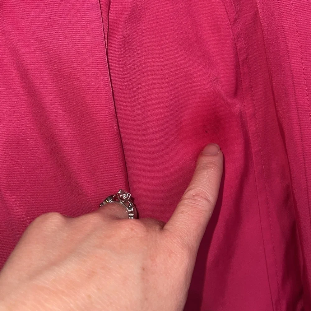 Betsey Johnson Hot Pink Lace Double Breasted Trench Coat, Women’s Size Medium - Picture 11 of 11